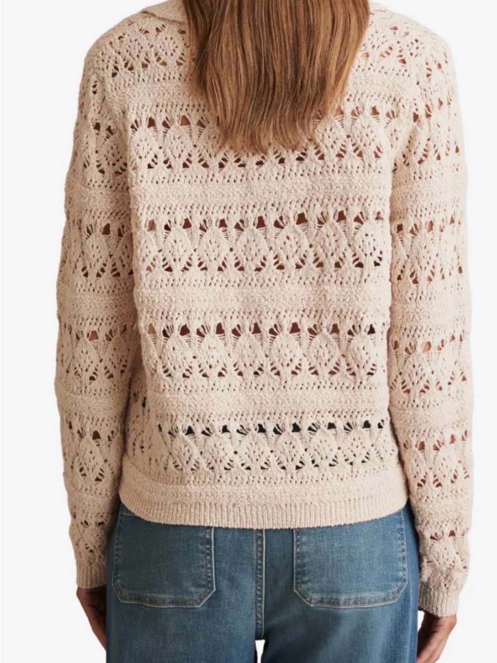 Reiss Cindy Crochet Cardigan - Cream - Picture 8 of 9